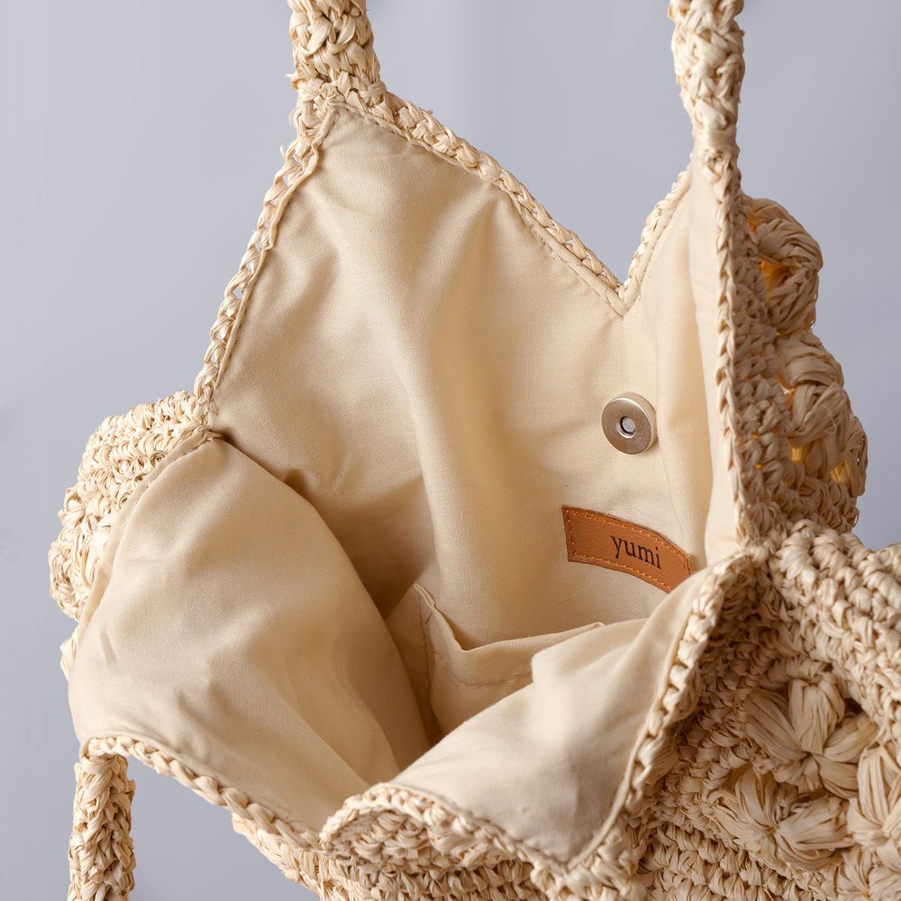 Dolores Flower Raffia Bag