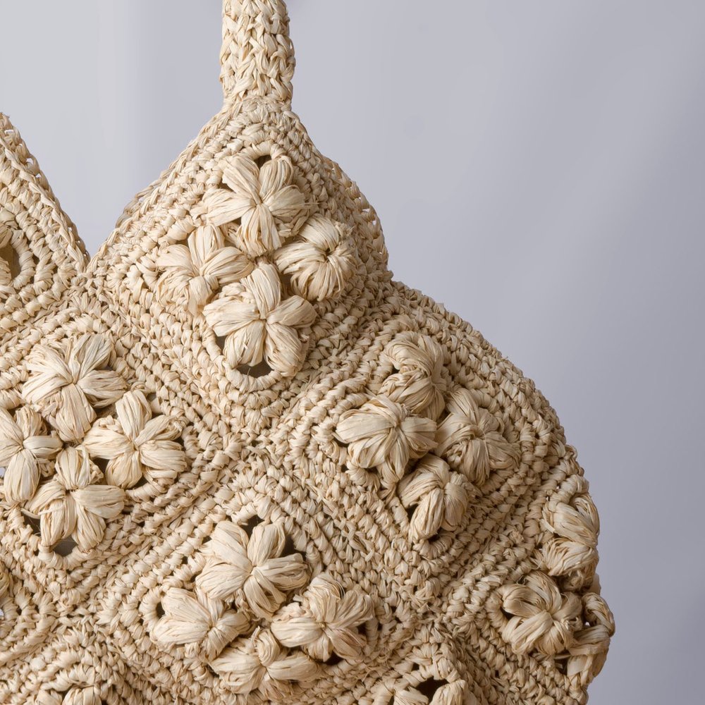 Dolores Flower Raffia Tasche