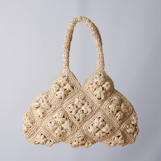 Dolores Flower Raffia Bag